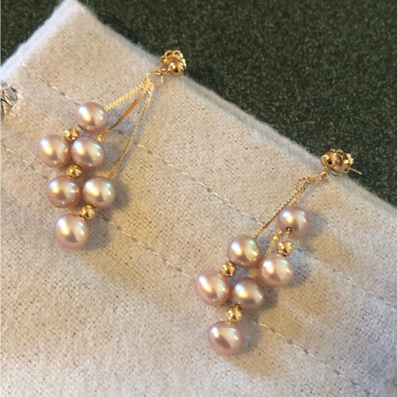 VGUC 14K Yellow Gold Pearl Earrings - Picture 1 of 11